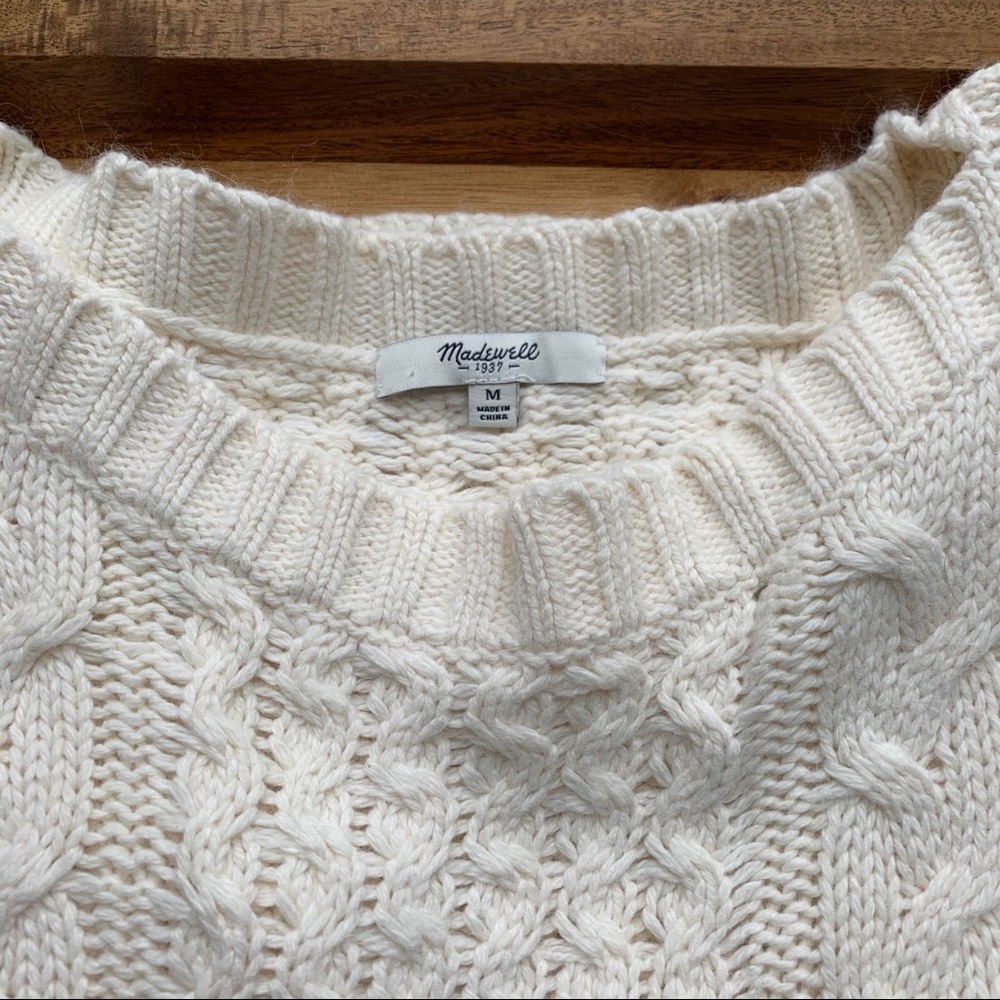 Madewell Cream Classic Cable Knit Sweater